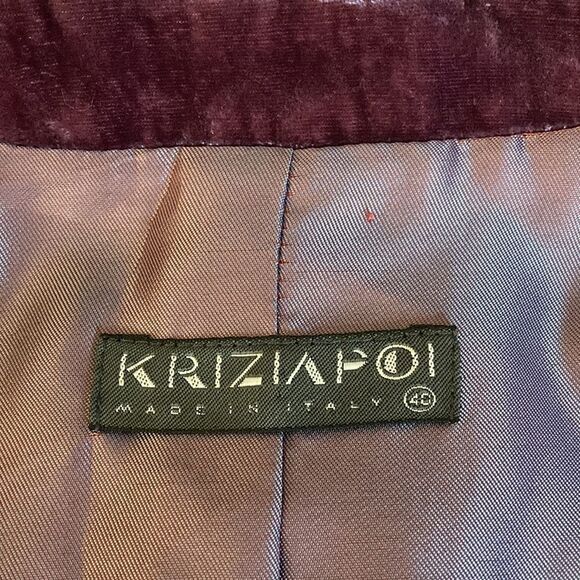 Krizia Poi Wool Jacket with Velvet Color Gray with magenta pin stripe. Size 40. - Picture 8 of 10